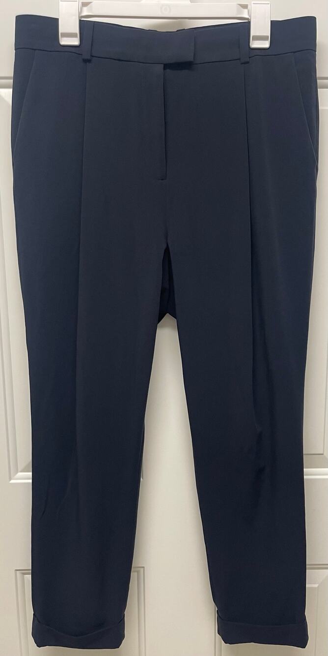 COS Pleated relaxed dress pant high rise ankle pants navy blue size 10